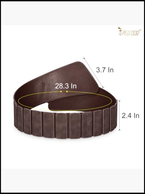 Vintage Wide Elastic Stretch Waist Belt with Gold Interlock Buckle